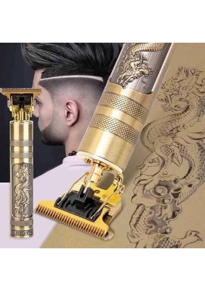 Vintage T9 Profesyonel Trımmer Golden Dragon Yakın Kesimli T-Blade ile Donatılmıştır (Yurt Dışından)