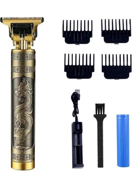 Erkekler Için Profesyonel Vintage T9 Ejderha Tarzı Giyotin, USB Şarj Edilebilir Düzeltici ve Kesme Makinesi (Yüksek Kalite) (Yurt Dışından)