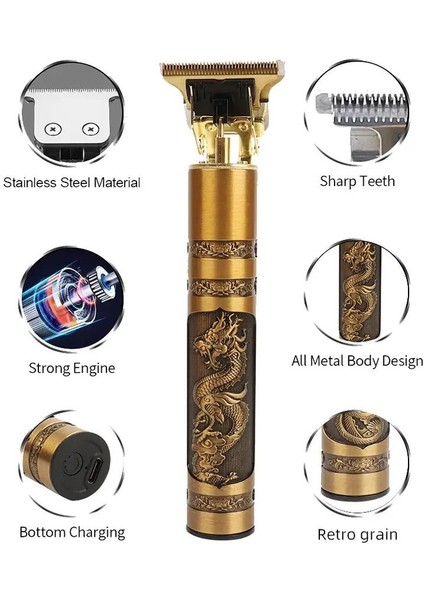 Erkekler Için Vintage T9 Metal Gövde Saç Kesme Makinesi (Yurt Dışından)