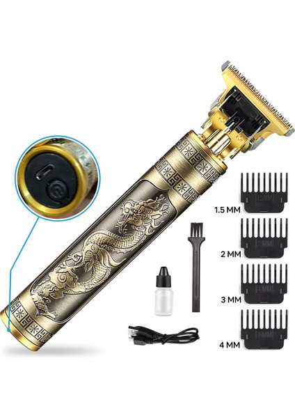 Vintage Dragon T9: Paslanmaz Çelik Bıçaklı ve USB Şarj Edilebilir Pilli Hassas Kablosuz Saç Kesme Makinesi - 4 Taraklı Profesyonel Erkek Saç Kesimi Seti (Yurt Dışından) fiyatları