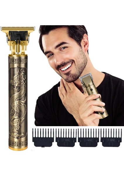 Vintage Dragon T9: Paslanmaz Çelik Bıçaklı ve USB Şarj Edilebilir Pilli Hassas Kablosuz Saç Kesme Makinesi - 4 Taraklı Profesyonel Erkek Saç Kesimi Seti (Yurt Dışından) indirimleri