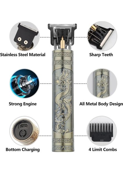 Vintage T9 Elektrikli Saç Kesme Makinesi Saç Kesme Makinesi Profesyonel Erkek Tıraş Makinesi Şarj Edilebilir (Yurt Dışından) fırsatları