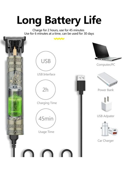 Vintage T9 Elektrikli Saç Kesme Makinesi Saç Kesme Makinesi Profesyonel Erkek Tıraş Makinesi Şarj Edilebilir (Yurt Dışından) indirimleri