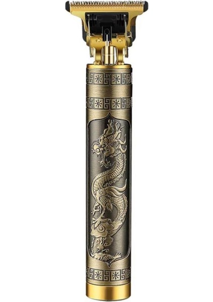 Erkekler Için Vıntage T9 Ejderha Tarzı Giyotin, Erkek Bakımı Için Profesyonel Saç Kesme Makineleri, Barbar Giyotin Saç Bakım Seti, 0 Mm'li T Şeklinde Bıçak - USB Şarj Edilebilir (Yurt Dışından)