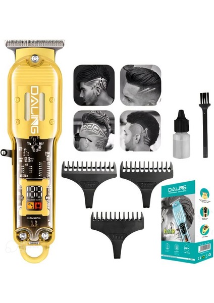 Daling DL-1585 Şeffaf Gövdeli ve LED Ekranlı USB Şarj Edilebilir Profesyonel Saç Kesme Makinesi (Yurt Dışından) fiyatları