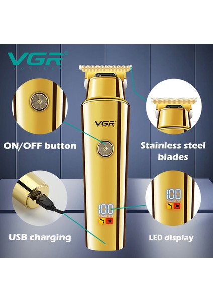 Arcom Vgr V-947 Saç Düzeltici Şarj Edilebilir Giyotin Profesyonel Saç Kesimi Makinesi Erkekler Için Ayarlanabilir Saç Kesimi Makinesi Giyotin (Yurt Dışından)
