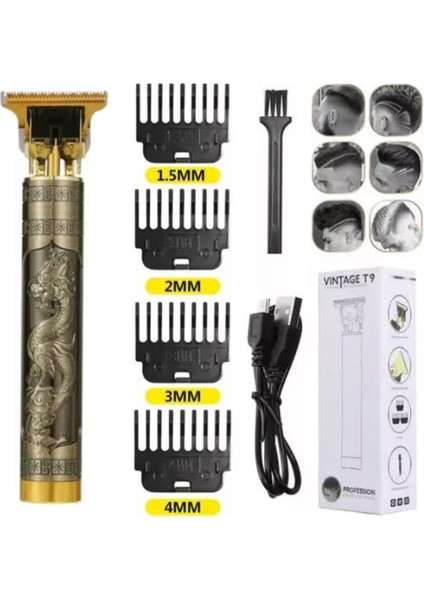 Profesyonel - Şarj Edilebilir Sakal Düzeltici ve Şekillendirici - T Blade Titanyum 0mm Kesim Kablosuz (Yurt Dışından)