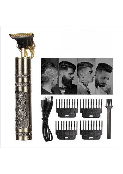 Profesyonel T9 Düzeltici, Metal Tıraş Makinesi Erkek Akülü, Erkekler Için Saç Sakal Düzeltici, Saç Kesimi Tıraş Makinesi, Vıntage Dragon T9, T9 Akülü Saç Kesme Seti (Yurt Dışından)