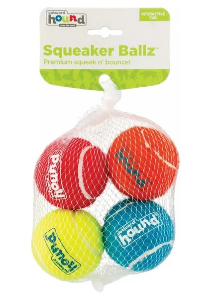 Squeaker Ballz Düdüklü Tenis Topu Köpek Oyuncağı 4'lü Small