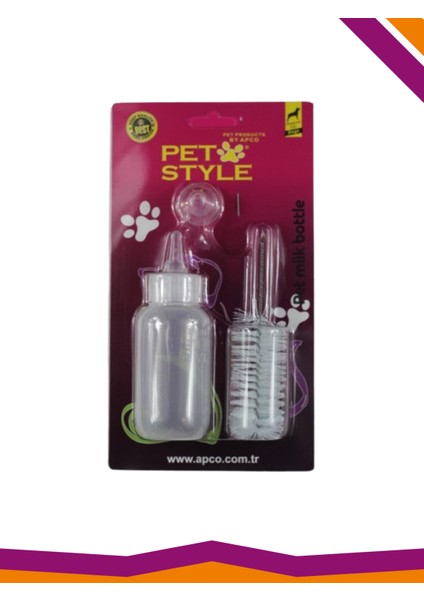 Yavru Kedi ve Köpek Evcil Hayvan Fırçalı Biberon Seti