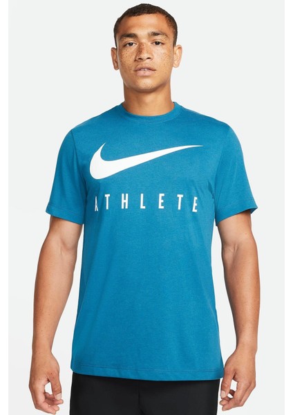 Dri Fit Training Cotton Tee Short Sleeve Baskılı Mavi Tişört