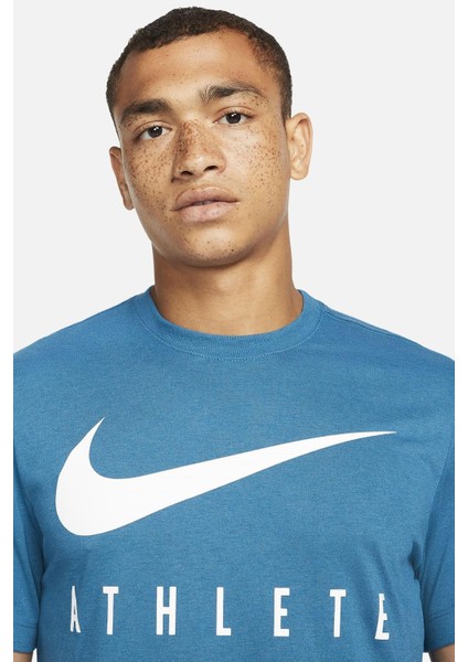 Dri Fit Training Cotton Tee Short Sleeve Baskılı Mavi Tişört modelleri