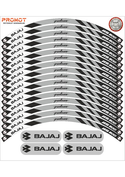 Bajaj Pulsar Rs 200 Uyumlu Jant Şeridi 6