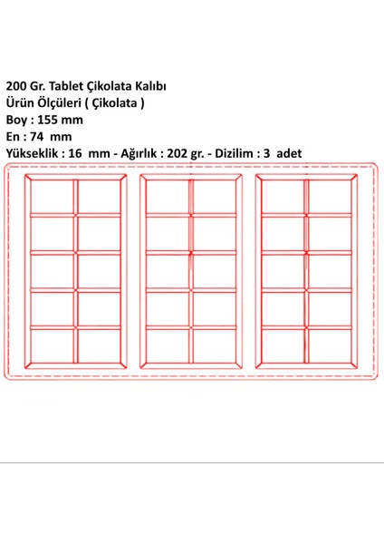 200 Gr. Tablet Çikolata Kalıbı | Dubai Çikolata Kalıbı modelleri