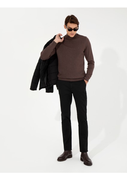 Erkek Siyah Regular Fit Kanvas Pantolon 50259782-VR046