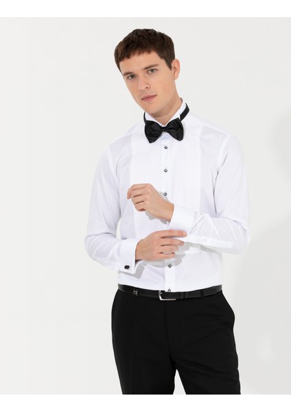 Erkek Beyaz Slim Fit Smokin Gömlek 50251062-VR013