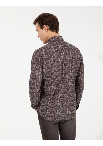 Erkek Kahverengi Slim Fit Uzun Kollu Gömlek 50259524-VR029 indirimleri