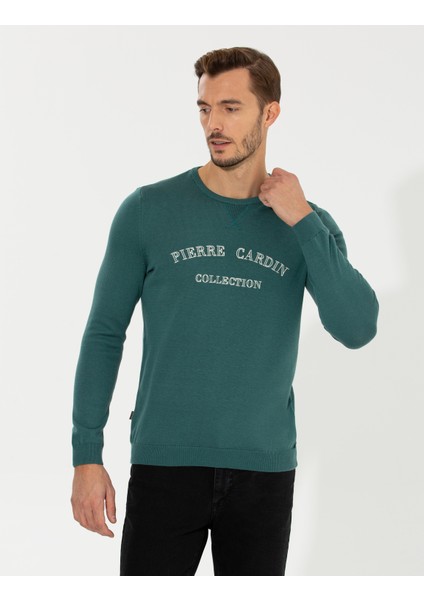 Erkek Yeşil Slim Fit Bisiklet Yaka Triko Kazak 50259091-VR054 fiyatları