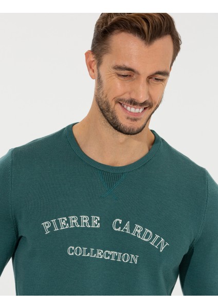 Erkek Yeşil Slim Fit Bisiklet Yaka Triko Kazak 50259091-VR054 modelleri