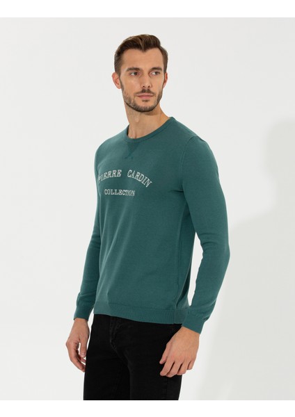 Erkek Yeşil Slim Fit Bisiklet Yaka Triko Kazak 50259091-VR054 fırsatları