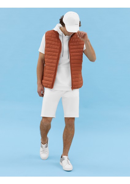 Erkek Ekru Slim Fit Örme Şort 50262649-VR019