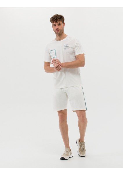 Erkek Ekru Slim Fit Örme Şort 50262649-VR019