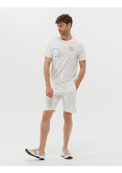 Erkek Ekru Slim Fit Örme Şort 50262649-VR019
