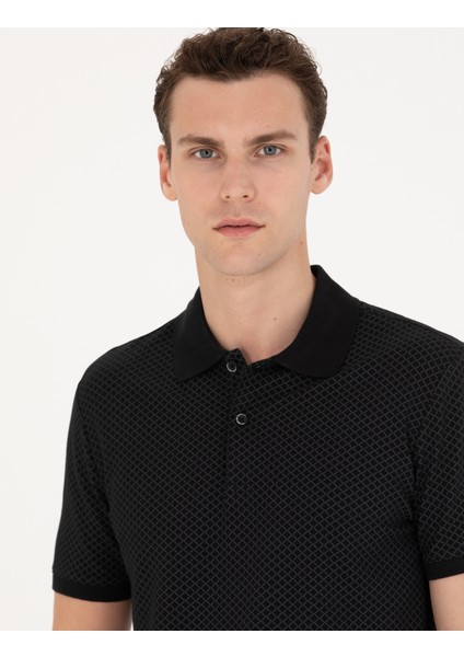 Erkek Siyah Slim Fit Polo Yaka Tişört 50275773-VR046 fiyatları
