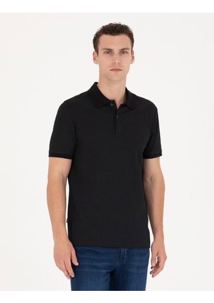 Erkek Siyah Slim Fit Polo Yaka Tişört 50275773-VR046 modelleri