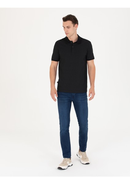 Erkek Siyah Slim Fit Polo Yaka Tişört 50275773-VR046 fırsatları