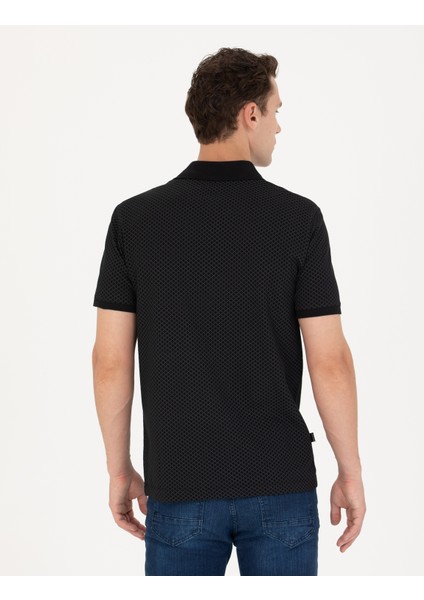 Erkek Siyah Slim Fit Polo Yaka Tişört 50275773-VR046 indirimleri