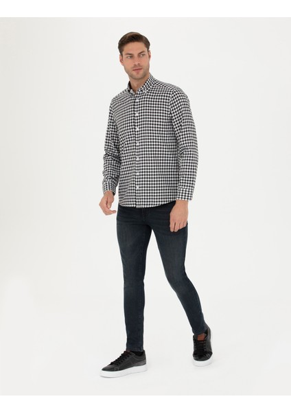 Erkek Siyah Regular Fit Uzun Kollu Gömlek 50277737-VR046
