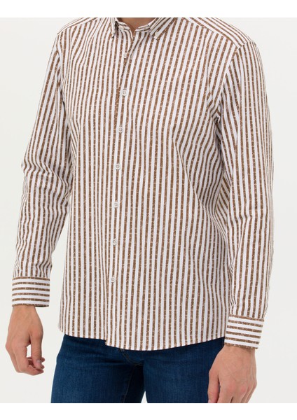 Erkek Vizon Regular Fit Uzun Kollu Gömlek 50276696-VR052