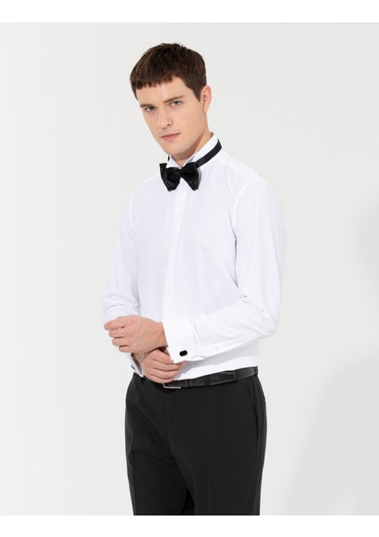 Erkek Beyaz Slim Fit Smokin Gömlek 50251057-VR013