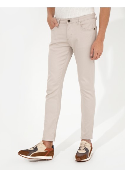 Erkek Bej Slim Fit Kanvas Pantolon 50255173-VR011