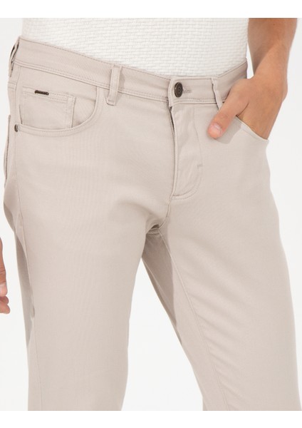 Erkek Bej Slim Fit Kanvas Pantolon 50255173-VR011