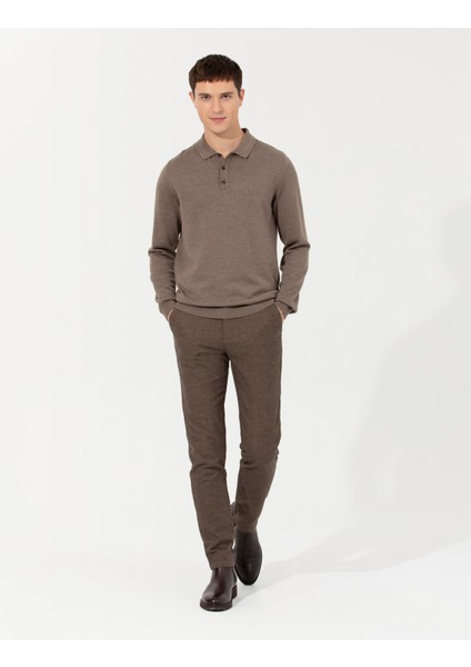 Erkek Vizon Slim Fit Kanvas Pantolon 50259776-VR052