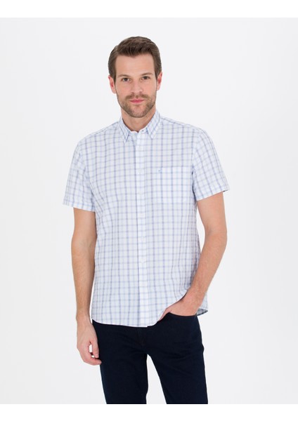 Erkek Mavi Regular Fit Kısa Kollu Gömlek 50252457-VR036