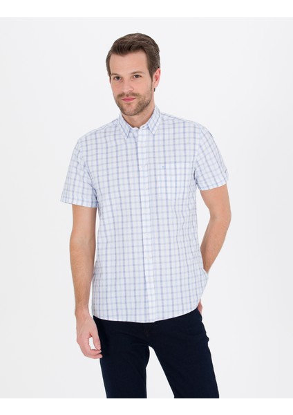 Erkek Mavi Regular Fit Kısa Kollu Gömlek 50252457-VR036