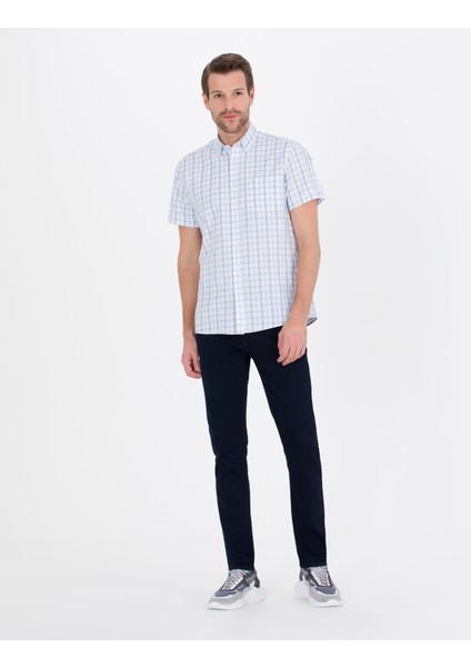 Erkek Mavi Regular Fit Kısa Kollu Gömlek 50252457-VR036