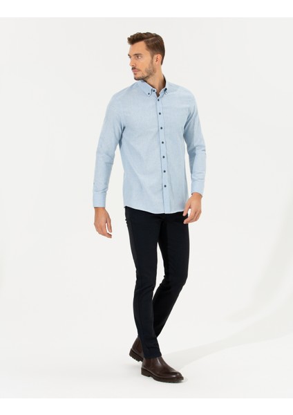 Erkek Lacivert Slim Fit Kanvas Pantolon 50255155-VR033