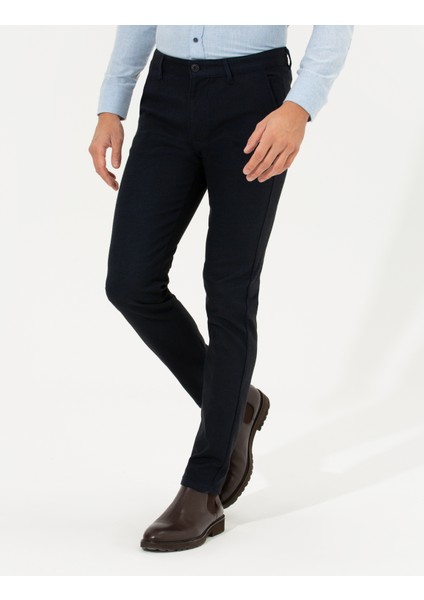 Erkek Lacivert Slim Fit Kanvas Pantolon 50255155-VR033 fiyatları