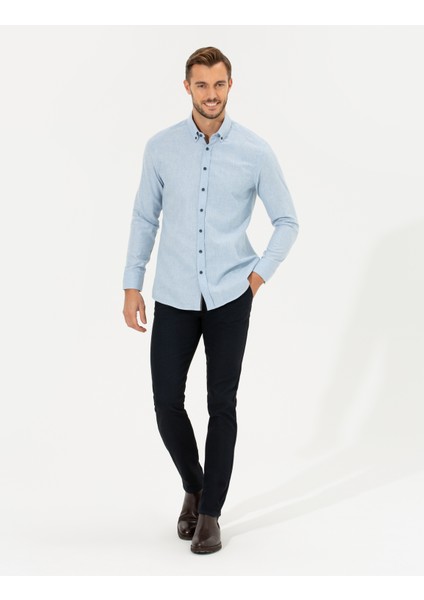 Erkek Lacivert Slim Fit Kanvas Pantolon 50255155-VR033 modelleri