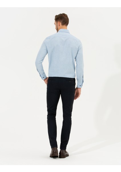 Erkek Lacivert Slim Fit Kanvas Pantolon 50255155-VR033 fırsatları