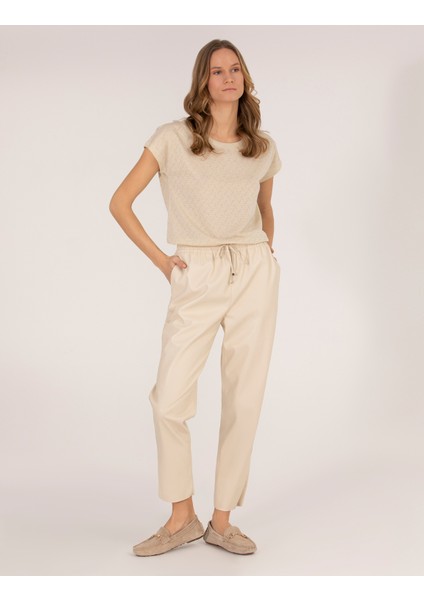 Kadın Krem Carrot Fit Pantolon 50263163-VR071