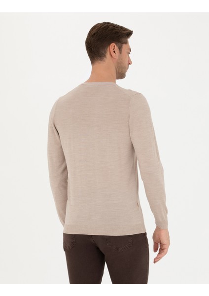 Erkek Taş Slim Fit Bisiklet Yaka Yün Karışımlı Basic Triko Kazak 50270054-VR049 indirimleri