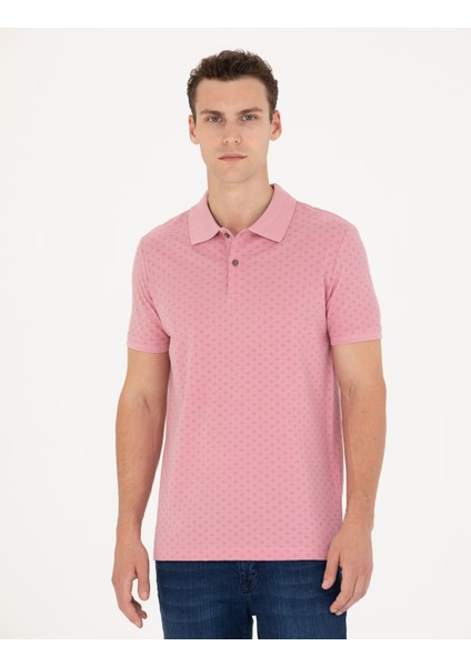 Erkek Pembe Slim Fit Polo Yaka Tişört 50273574-VR026