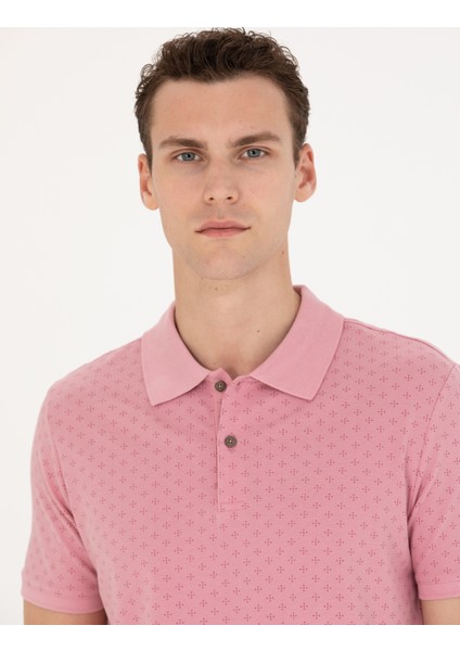 Erkek Pembe Slim Fit Polo Yaka Tişört 50273574-VR026