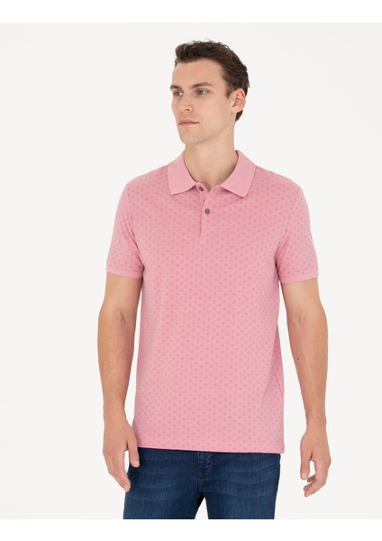 Erkek Pembe Slim Fit Polo Yaka Tişört 50273574-VR026