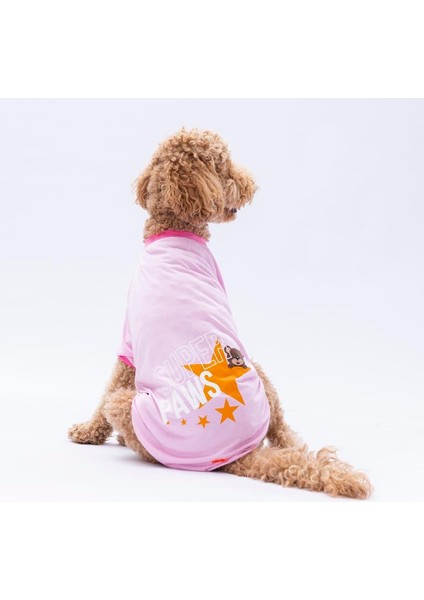 Pembe Super Paws Orta-Büyük Irk Köpek T-Shirtü